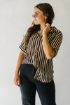 The Bakersfield Button-Up Blouse in Black + Tan Stripe