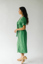 The Sharsti Button-Down Midi Dress in Green