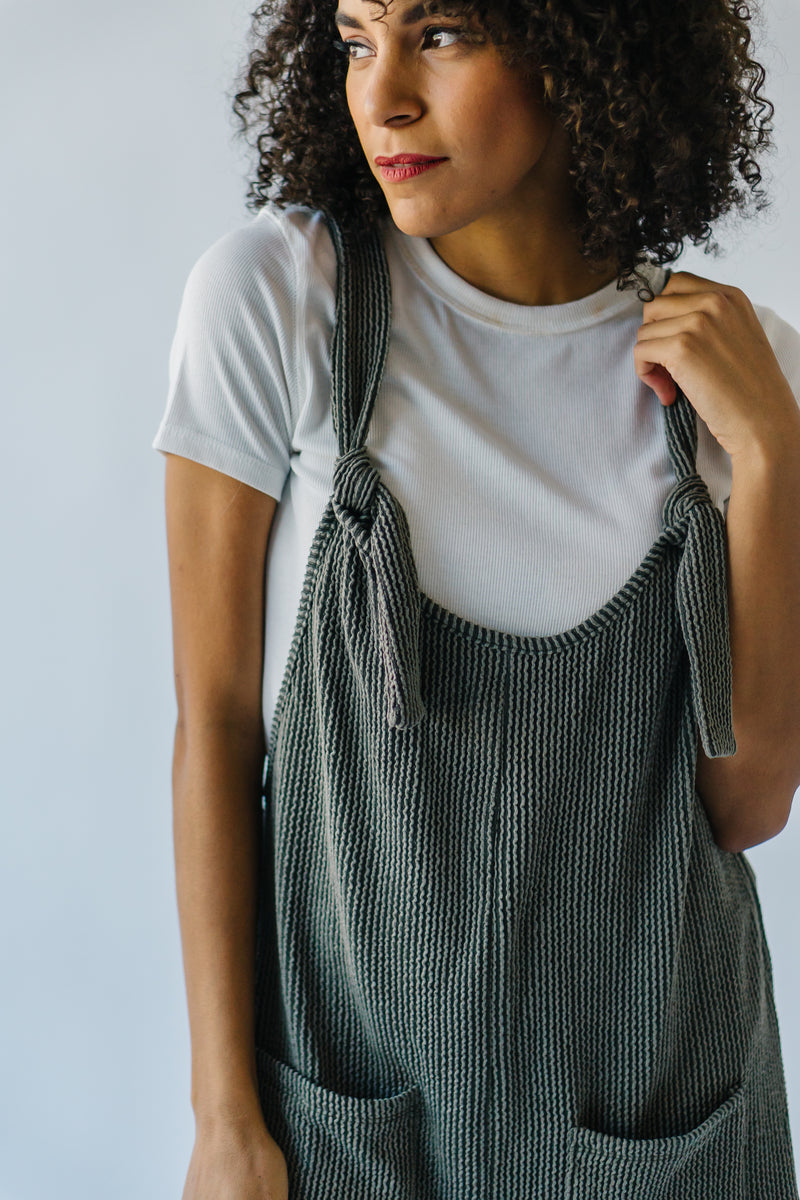The Claire Ribbed Romper in Olive