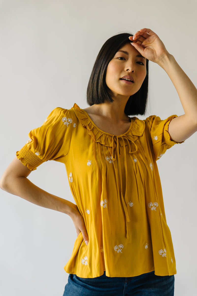 The McBride Embroidered Blouse in Sundial