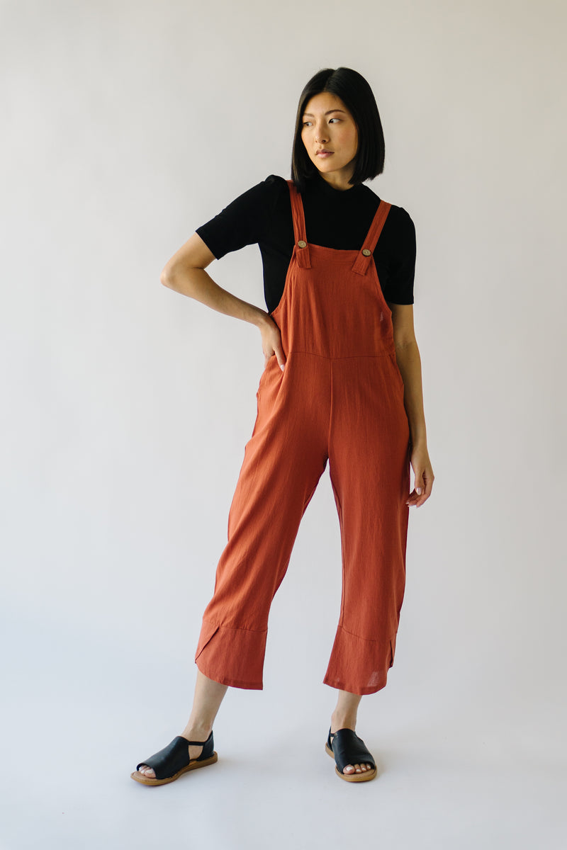 The Charleston Cropped Jumpsuit in Rust