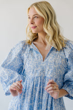 The Soloman Tie Detail Dress in Blue Floral