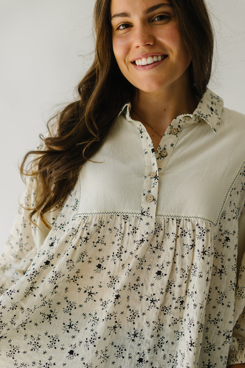 The Barclay Floral Blouse in Eggshell
