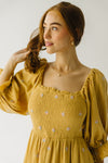 The Tommy Linen Midi Dress in Mustard Floral