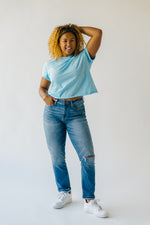 The Hixon Raw Hem Tee in Sky Blue