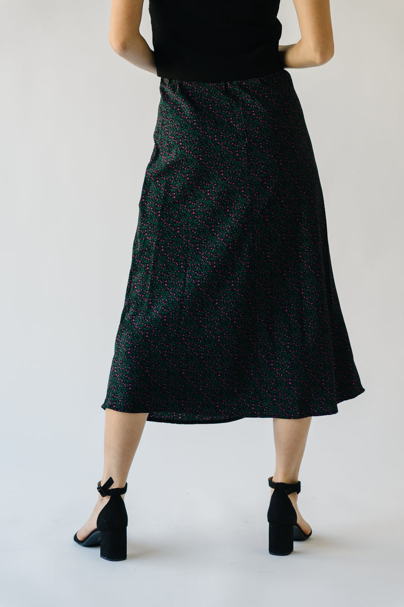 The Georganna Floral Midi Skirt in Black