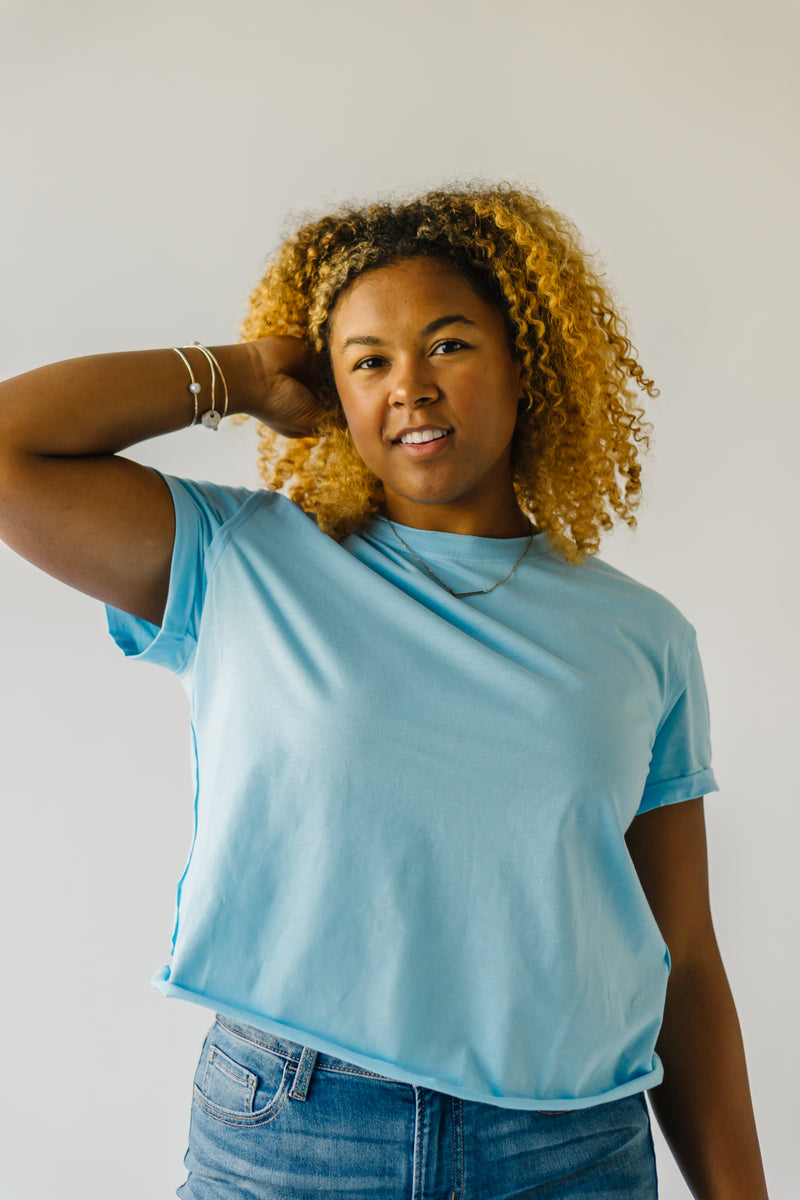 The Hixon Raw Hem Tee in Sky Blue
