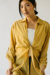 The Keating Tie Front Cover-Up in Mustard Stripe