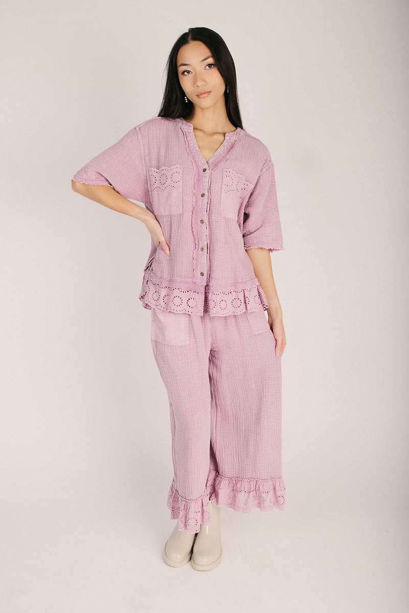 The Carlin Crochet Detail Pant in Lilac Rose – Piper & Scoot