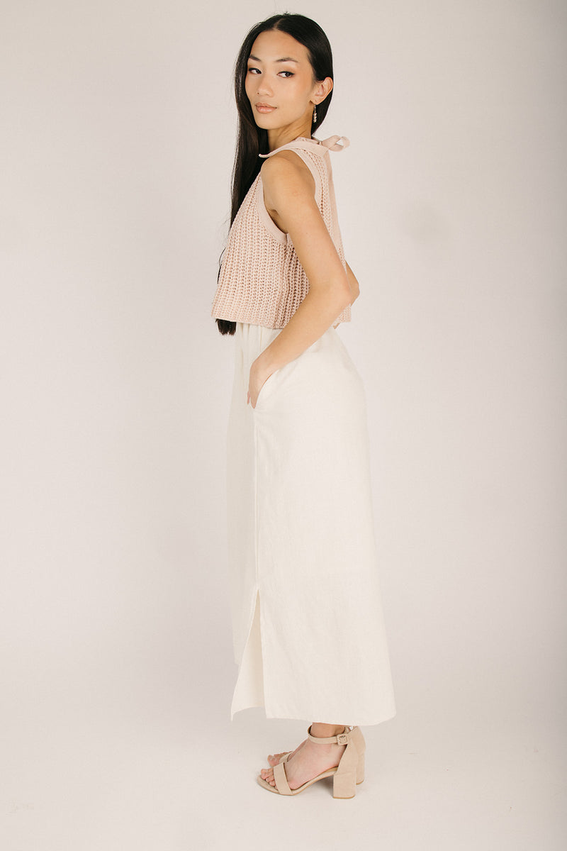 sweater tank dress The Mitchell Sweater Bodice Midi Tank Dress in Faded Peach – Piper & Scoot