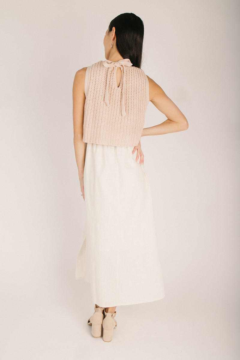 midi sweater tank dress The Mitchell Sweater Bodice Midi Tank Dress in Faded Peach – Piper & Scoot