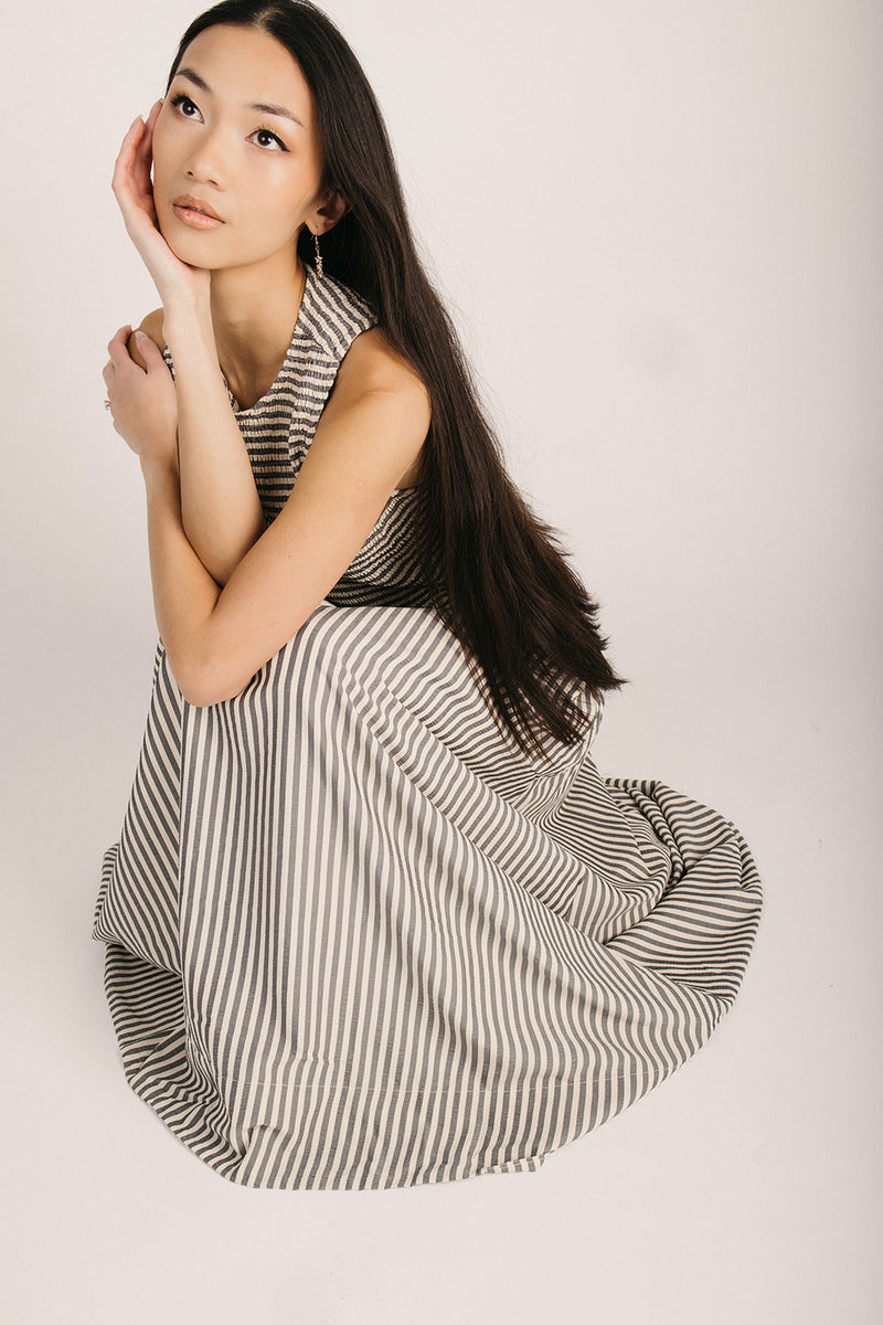 The Sopata Smocked Maxi Dress in Black Stripe – Piper & Scoot