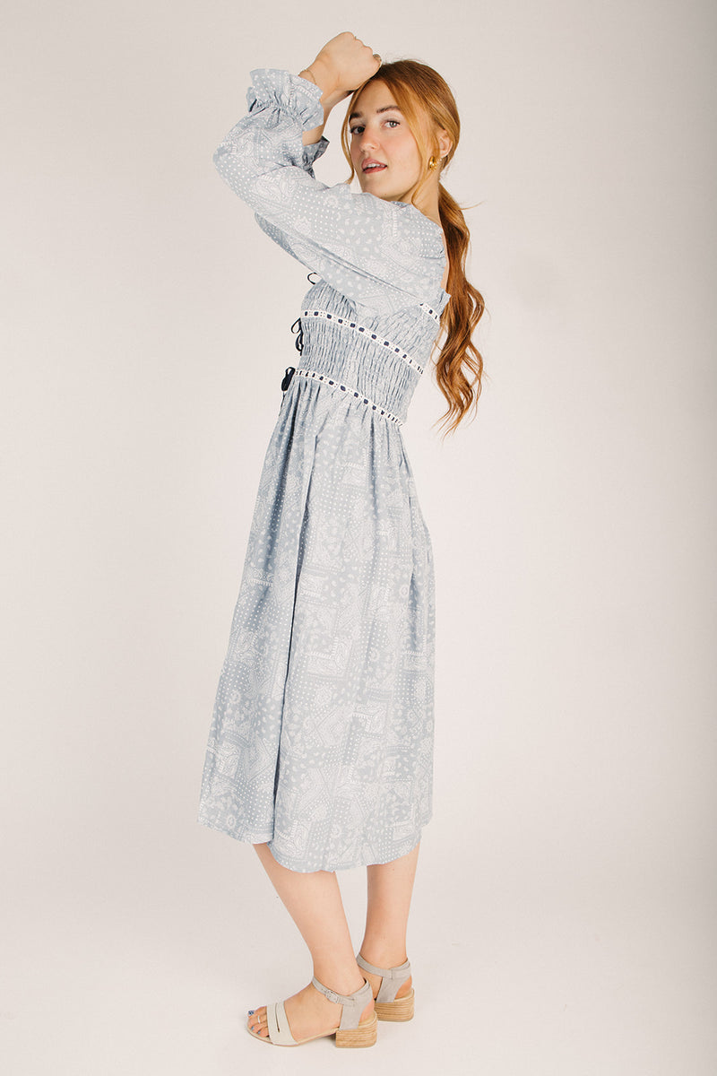 sky midi dress Women's Skye Midi Dress | Blue Floral