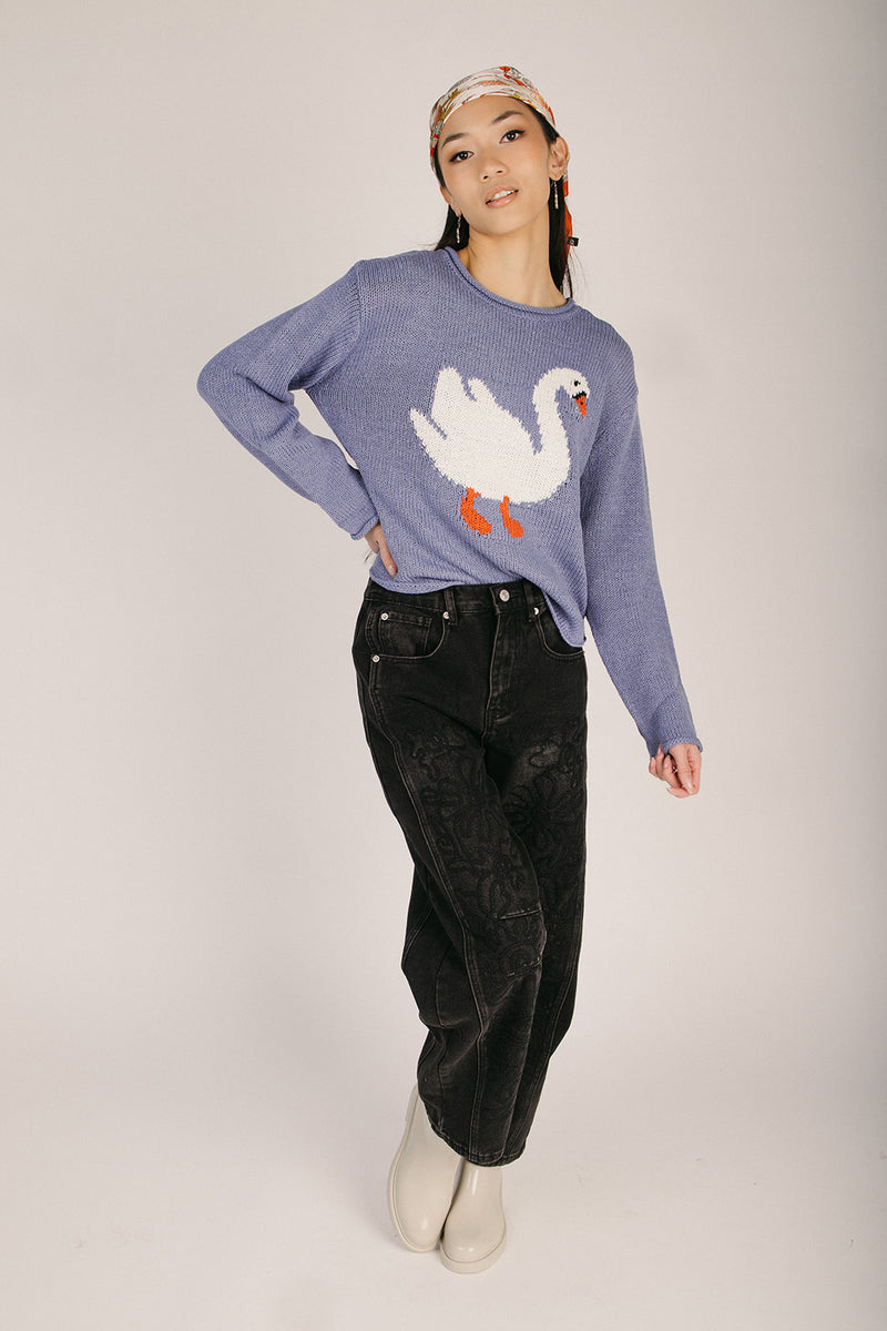 The Lockney Swan Knit Sweater in Dusty Blue – Piper & Scoot