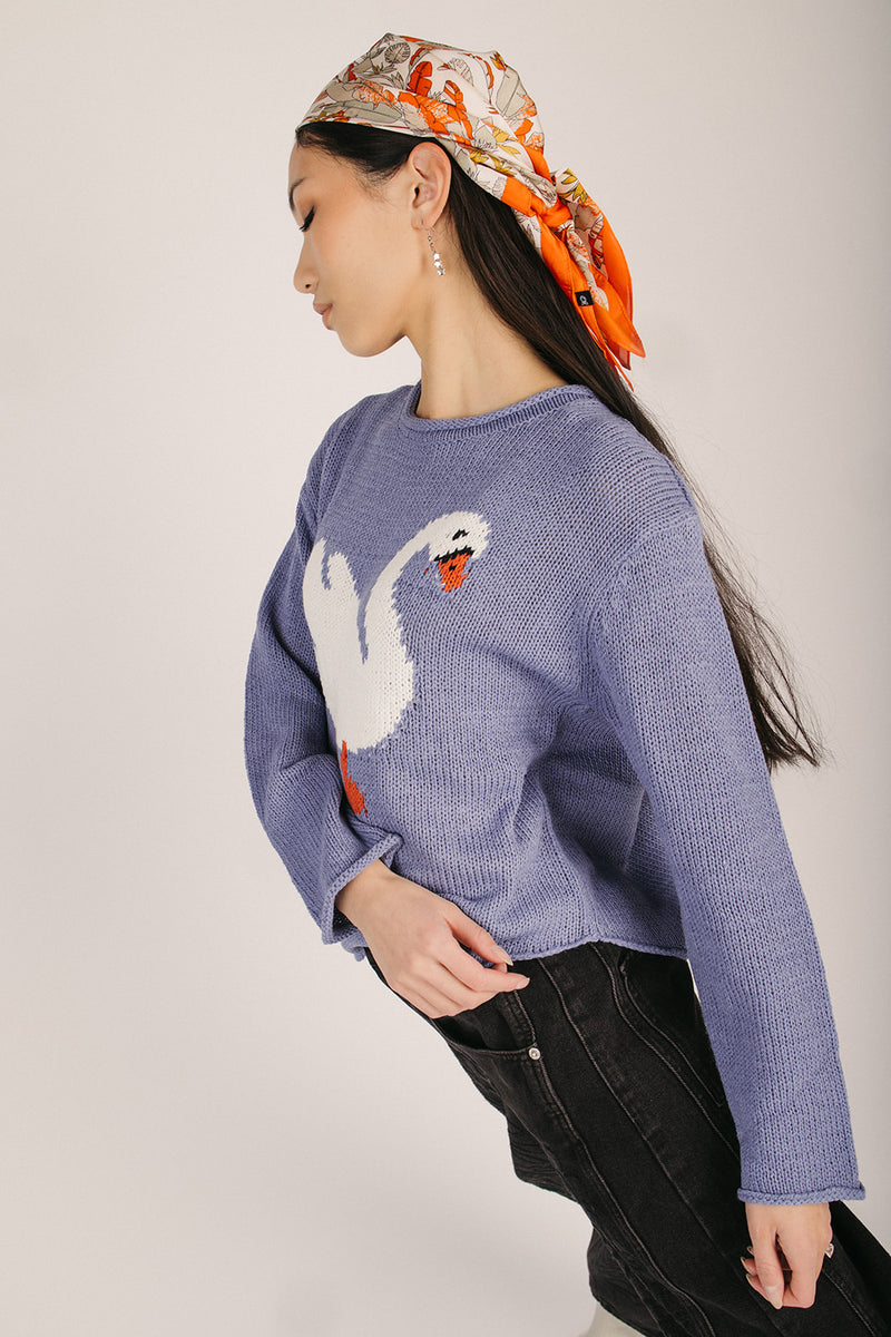 The Lockney Swan Knit Sweater in Dusty Blue – Piper & Scoot