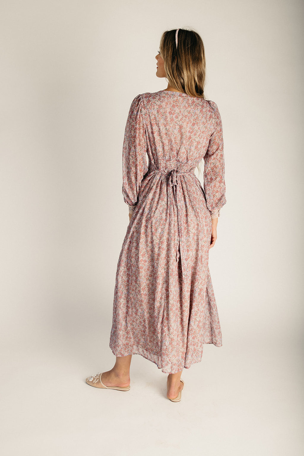 The Jarrell Lace Trim Floral Maxi Dress in Dusted Rose – Piper & Scoot
