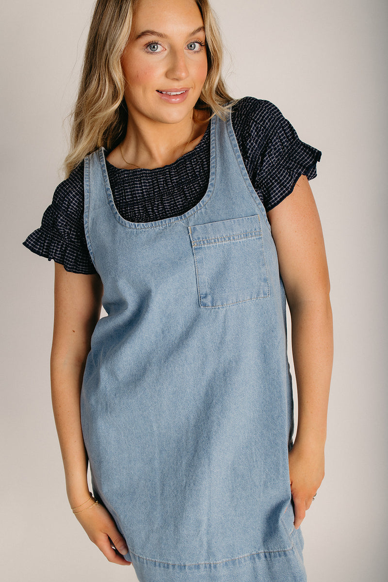 denim tank dress The Brighton Denim Tank Dress in Light Blue Medium