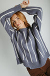 The Reagan Striped Crew Neck Sweater in Blue