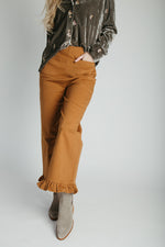 The Layna Ruffle Hem Pant in Mocha