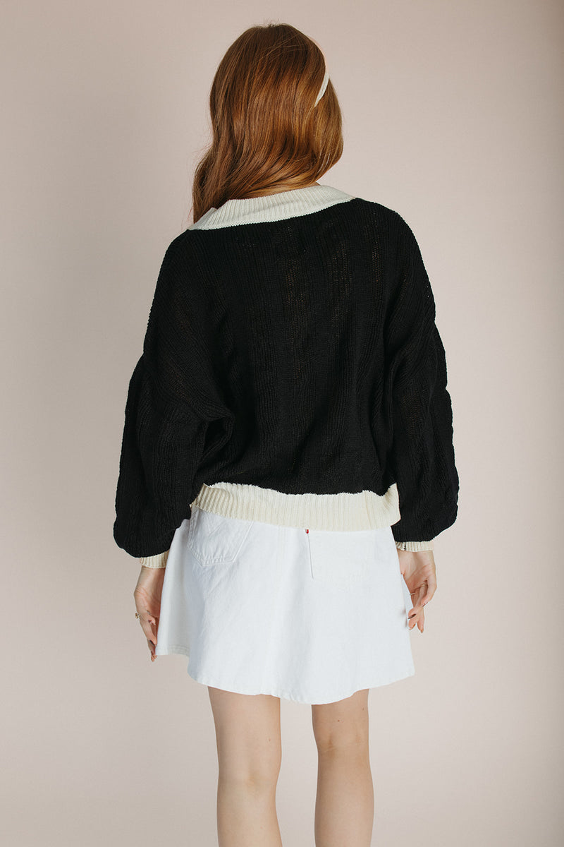 The Winquist Knit Bow Detail Cardigan in Black