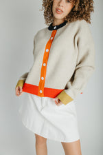 The Kersti Color Block Cardigan in Taupe
