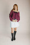 The Shalane Ruffled Scoop Neck Blouse in Dark Rose