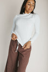 The Leah Mock Neck Blouse in Ivory
