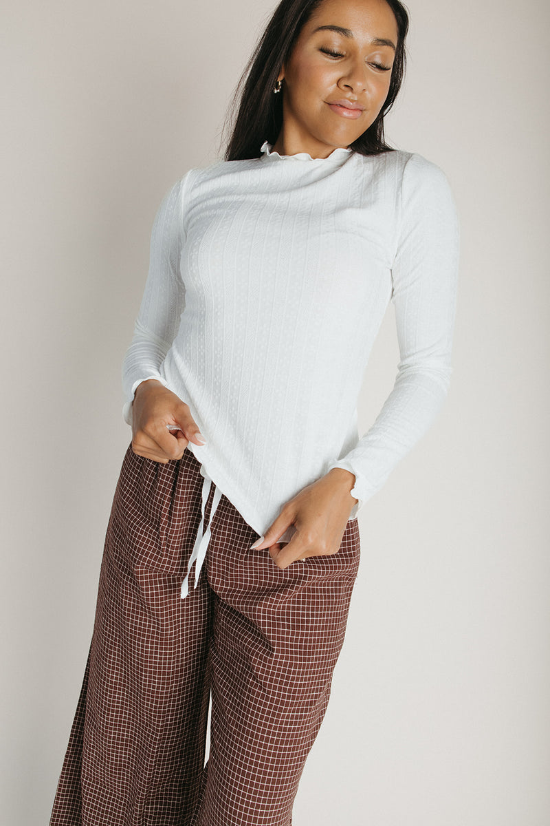 The Leah Mock Neck Blouse in Ivory