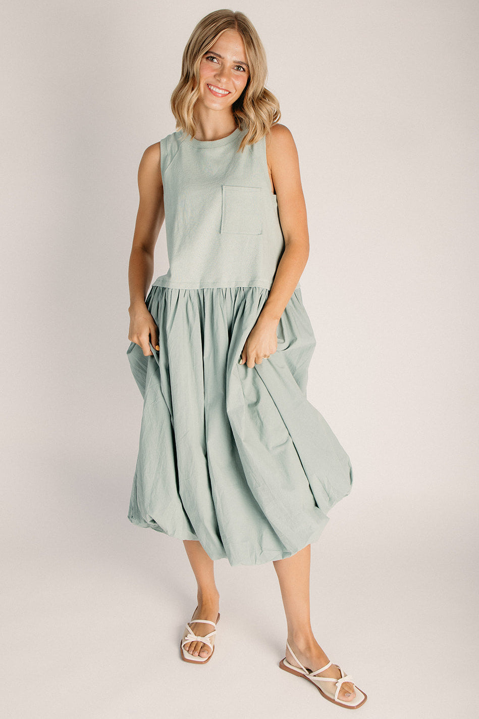 bubble hem midi dress The Becky in Light Sage – Piper & Scoot YGroup_t1782507 Cut in a polished The Daydream Dress - Size:48 Regular Jacket+42 Waist Adjust 38to44)Height: 5'7