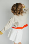 The Kersti Color Block Cardigan in Taupe