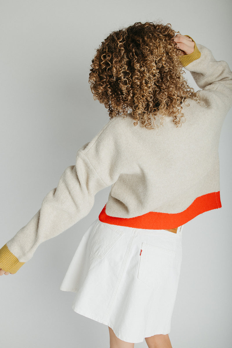 The Kersti Color Block Cardigan in Taupe