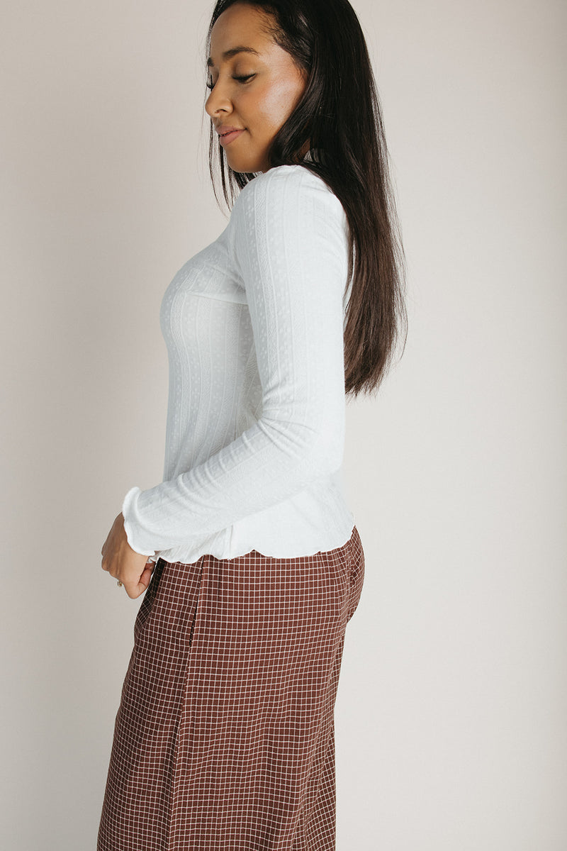 The Leah Mock Neck Blouse in Ivory