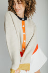 The Kersti Color Block Cardigan in Taupe