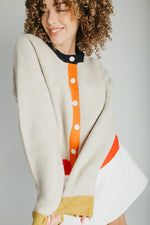 The Kersti Color Block Cardigan in Taupe