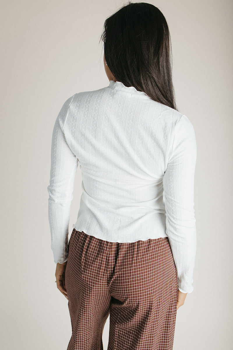 The Leah Mock Neck Blouse in Ivory