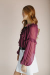 The Shalane Ruffled Scoop Neck Blouse in Dark Rose