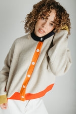 The Kersti Color Block Cardigan in Taupe