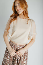 The Bruno Flouncy Sleeve Blouse in Oatmeal
