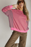 The Dawna Striped Sweater in Dusty Rose