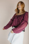 The Shalane Ruffled Scoop Neck Blouse in Dark Rose