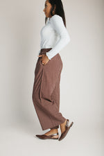The Jayden Plaid Drawstring Pant in Brown