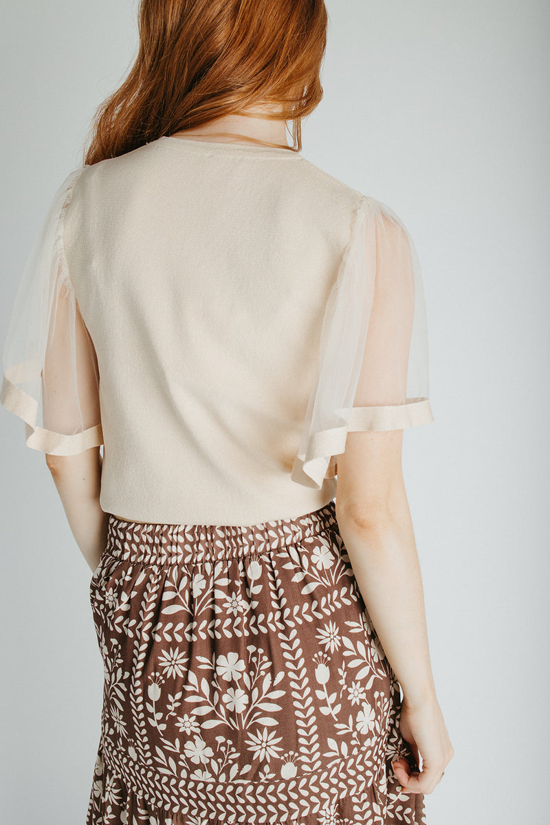 The Bruno Flouncy Sleeve Blouse in Oatmeal
