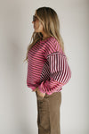 The Dawna Striped Sweater in Dusty Rose
