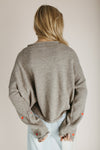 The Riggs Heart Embroidered Button-Down Sweater in Mocha + Red