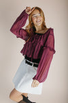 The Shalane Ruffled Scoop Neck Blouse in Dark Rose