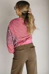 The Dawna Striped Sweater in Dusty Rose