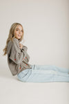 The Riggs Heart Embroidered Button-Down Sweater in Mocha + Red