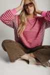 The Dawna Striped Sweater in Dusty Rose
