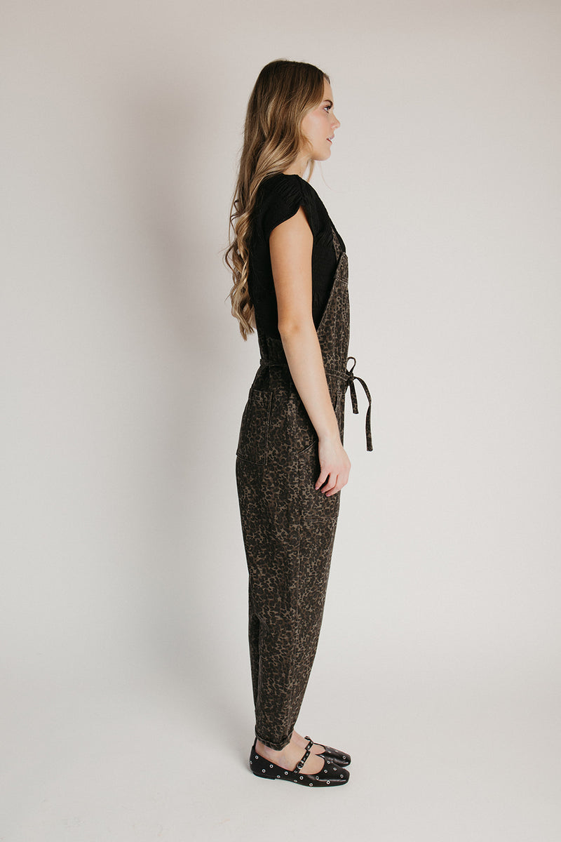 The Sylvia Relaxed Leopard Overall in Black
