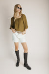 The Elsie Textured Blouse in Dark Olive